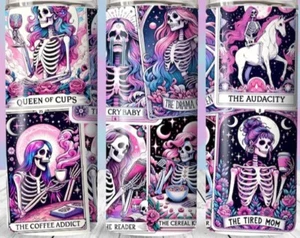 20oz Funny  Tarot Card Skeleton, Witchy Tumbler. Insulated, Perfect Unique Gift - Picture 1 of 5