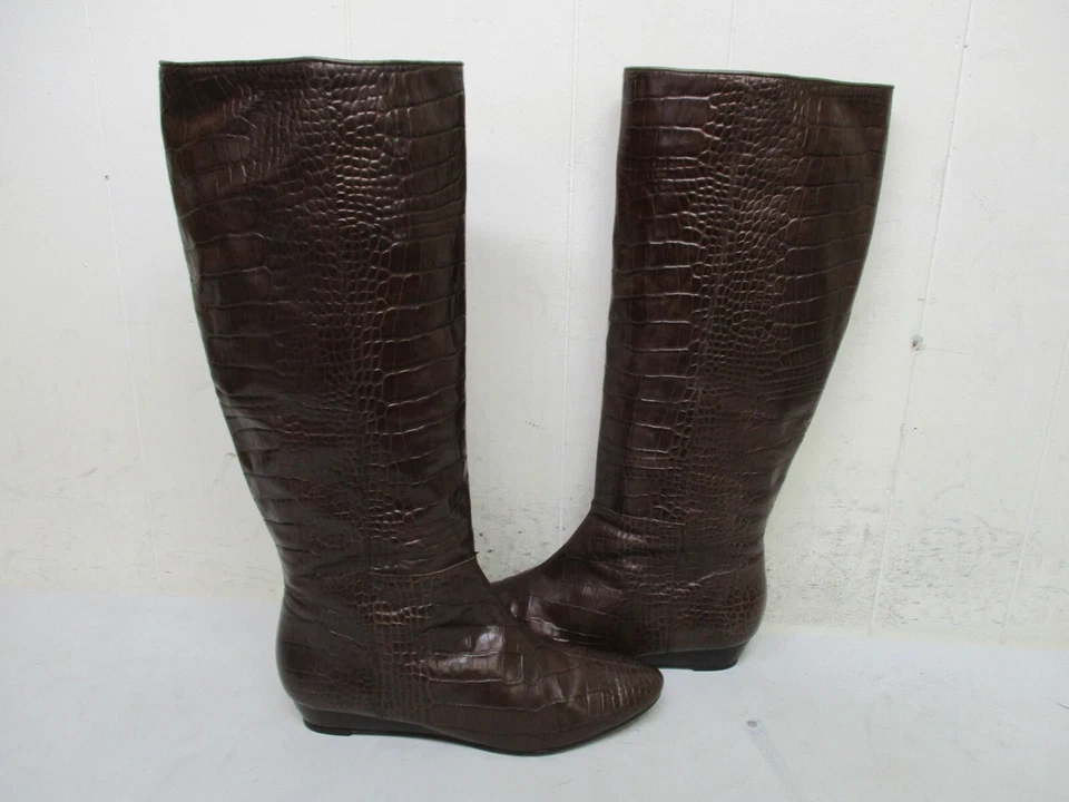 BCBG девочек Petler коричневый кожаный на танкетке каблуке колена ботинки женский размер 8 B - Изображение 1 из 4