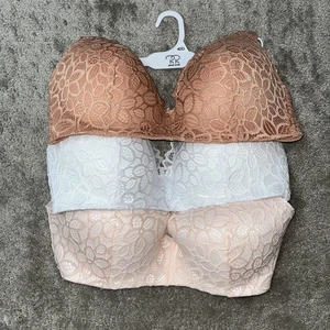 3- Renerofe Soft Comfort Wire-Free Lightly Padded Bras 40D NEW Pink White Rose - Picture 1 of 6
