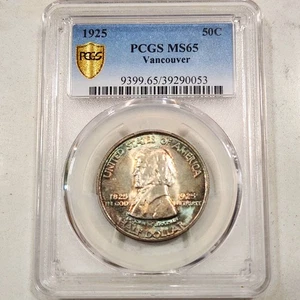 1925 Vancouver Half Dollar Commemorative 50C Half Dollar PCGS MS65 Rainbow Toned - Picture 1 of 4