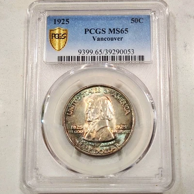 1925 Vancouver Half Dollar Commemorative 50C Half Dollar PCGS MS65 Rainbow Toned - Image 1 of 4