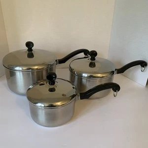 Vintage Faberware Aluminium plattiert Kochtöpfe mit Deckel - 3er Set - Bild 1 von 15