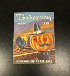 1958 Lackland Air Force Base Thanksgiving Abendessen Menü Papier Militär San Antonio - Bild 1 von 5