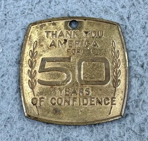 Vintage 50 Years of Confidence Chevrolet Key Ring Fob Keychain - Picture 1 of 8
