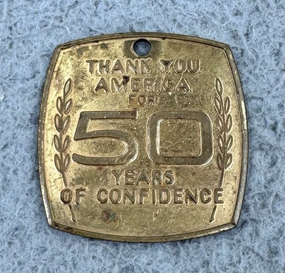 Vintage 50 Years of Confidence Chevrolet Key Ring Fob Keychain - Image 1 of 4