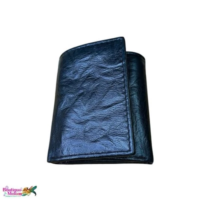 Cartera triple de cuero de vaca premium hecha a mano con protección RFID solapa central para hombres Foto 1 de 4