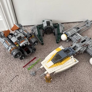 Lot Of 3 Lego Star Wars Sets Incomplete Y Wing, Yodas Starfighter, Quadjumper - Picture 1 of 6