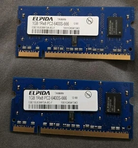 (2) ELPIDA 1GB EBE10UE8AFSA-8G-F PC2-6400 LAPTOP MEMORY (CA62) - Picture 1 of 2