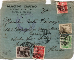 SCW 1940 censored frontal to 142 Compagnie Travailleurs Espanoles (GTE) (3409) - Picture 1 of 1