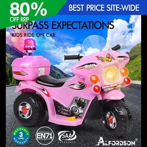 ALFORDSON Kids Ride On Car Police Motorcycle 6V Electric Toy 25W Motor MP3 Pink - Picture 1 of 12