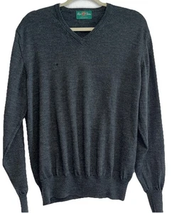 ALAN PAINE Gray V-Neck Merino Wool Sweater Men's - XL (Size 54) SEE Description - Picture 1 of 16