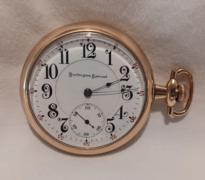 VINTAGE ILLINOIS BURLINGTON SPECIAL POCKET WATCH 16S 19J OPEN FACE SCREW BACK - Image 1 of 4