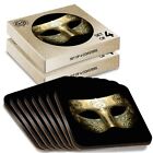 8 x Boxed Square Coasters - Venetian Masquerade Ball Mask  #3313