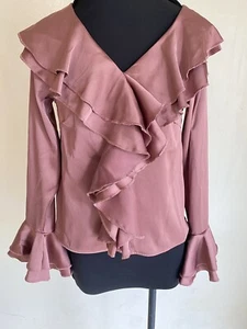 Satin ruffle blouse in the shade “Antique Rose”. - Picture 1 of 5