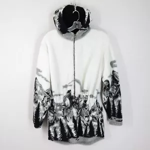 Mazmania Fleece Full Zip Jacket Wolves Mountains Vintage XL Pristine Unisex USA - Picture 1 of 16