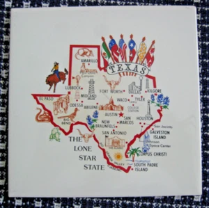 Texas Lone Star State Urlaub Reise Souvenir Keramikfliese Trivit Wandbehang - Bild 1 von 3