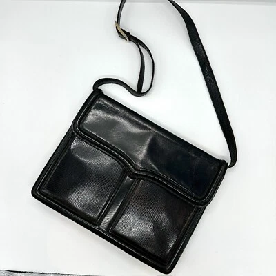 Yves Saint Laurent YSL Vintage Black Leather CASSANDRE Logo Shoulder Crossbody - Image 1 of 4