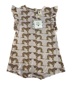 NWT Kate Quinn Watercolor Unicorn One-Piece Shortalls Ruffled Sleeve 2T - Picture 1 of 5