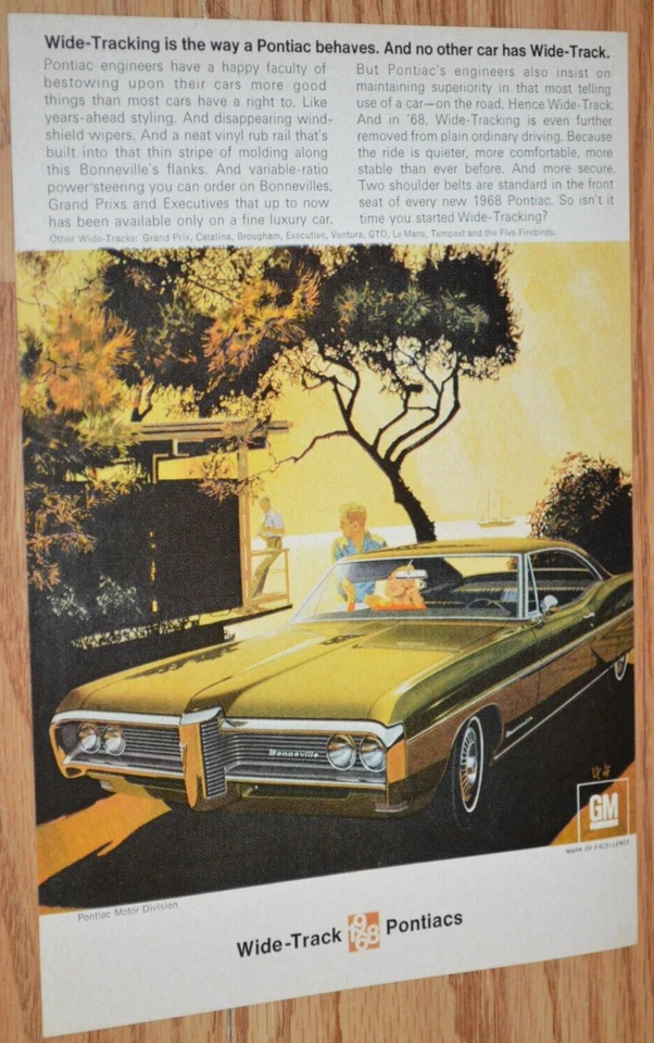 1968 PONTIAC BONNEVILLE ORIGINAL VINTAGE ADVERTISEMENT AD 68★★ - Image 1 of 1