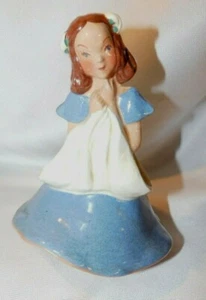MCM~CALIFORNIA POTTERY signed Jessie Grimes~Blue Dress Flower vase Girl~ 7 3/8" - Picture 1 of 10