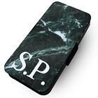 Printed Faux Leather Flip Case - Samsung - Custom Marble Monogram - Ocean Green