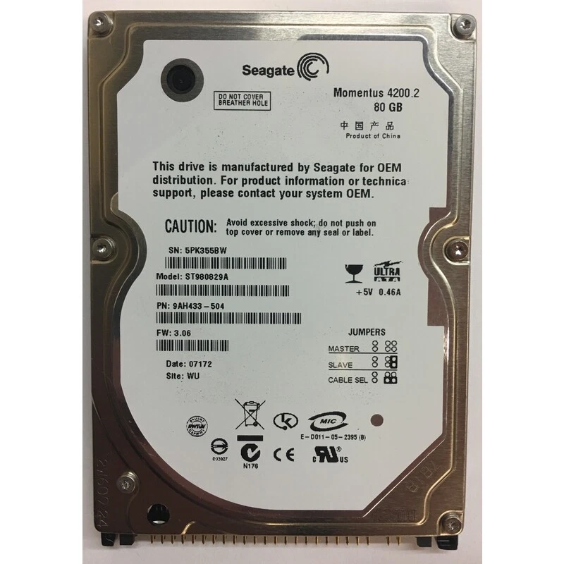 ST980829A - Seagate 80GB 4200 RPM IDE 2.5" HDD - Image 1 of 1