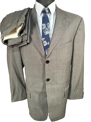 NAUTICA Hombres Marrón Caqui Lana Clásico Plisado 2 Piezas Traje 40R Chaqueta 34x30 Pantalón Foto 1 de 4