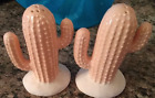 Cactus Salt Pepper Shakers Ceramic Southwest Tan Color 4  inch tall