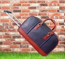 Leather Duffle Bag Men Carry-On Luggage Rolling Upright Luggage Bag on Wheel 20'