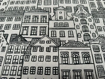 Houses Fabric Holland Print Linen Look Home Decor Curtain Material - 140cm Wide - Image 1 of 4