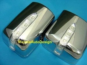 2 RHD Chrome Door Mirror Covers + LED Turn Signals For Mercedes Benz W124 & W201 - Picture 1 of 3