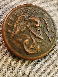 Button Patriotic Wobble Shank USA Vintage 13 Star Eagle Anchor Art Metal Works - Picture 1 of 6