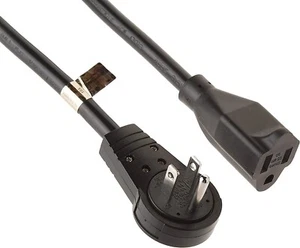 12" Extension Cord with Flat Rotating Plug - Black - 28-20095 - Picture 1 of 2