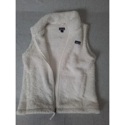 Patagonia Youth 2XL Allover Soft Fleece Solid White Vest Full Zip-Up Side Pocket - Image 1 of 4