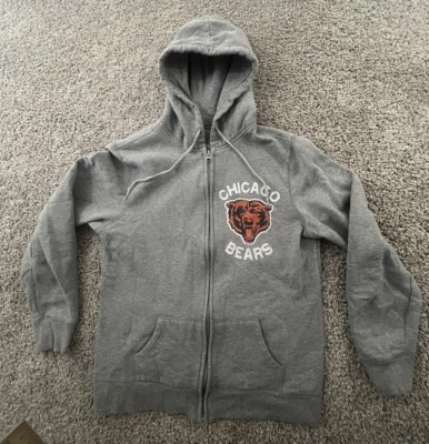 Suéter de los Chicago Bears para jóvenes talla grande gris sudadera con capucha con cremallera completa con logo de fútbol de la NFL Foto 1 de 4