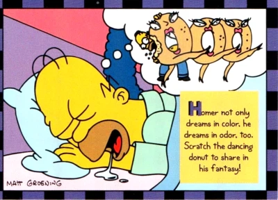 1994 SKYBOX BONGO THE SIMPSONS HOMER SIMPSON DONUT SMELL O RAMA #3 TRADING CARD - Image 1 of 4