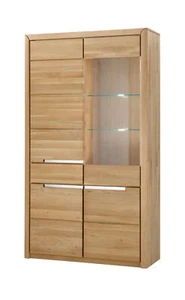 Vitrine Eiche massiv bianco 114x198x41 cm Glasvitrine Vitrinenschrank Pisa 2 - Bild 1 von 8