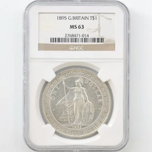 1895 Great Britain Trade 1 Dollar Silver Coin NGC MS 63 Britannia Key Date - Picture 1 of 4