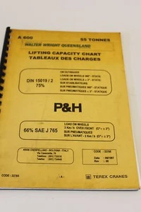 P&H Crane A600 Lifting Capacity Chart Manual - Picture 1 of 5