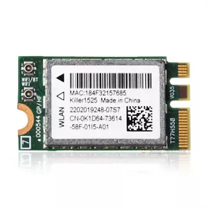 Bigfoot networks Killer 1525 AC WIFI WLAN CARD+Bluetooth K1D64 Atheros QCNFA34AC - Picture 1 of 5