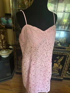 Rouge Rosa Spitze Minikleid Blumen gefüttert ärmellos Hochzeit Party Gr. 14 Neu mit Etikett - Bild 1 von 13