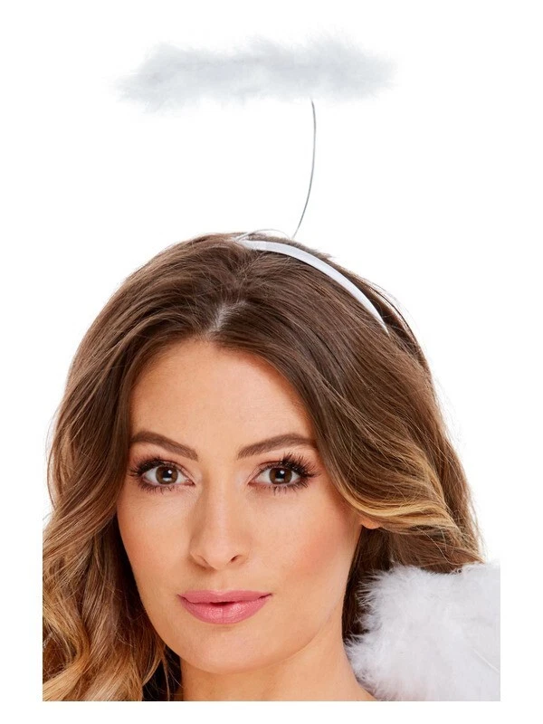 NEW Marabou Angels Halo White, on Headband Halloween Fancy Dress Accessories - Image 1 of 1