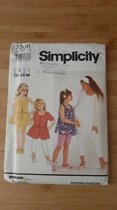 1991 De colección Patrón Simplicity #7306 2 Largo Leggings Bebé Muñeca Top Diadema 7-14 - Imagen 1 de 2