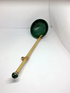 Bamboo & Pottery Serving Spoon Ladle Dipper Tiki Bar Vintage Handcrafted 8" Long - Picture 1 of 12