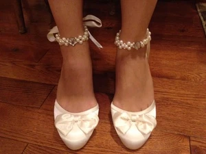 Princess pearl Ivory wedding shoes 5cm heel - Picture 1 of 1