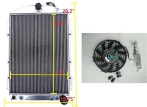 3 Row Aluminum Radiator + Fan For 1938 CHEVY HOT / STREET ROD 350 V8 38 AT/MT - Bild 1 von 6