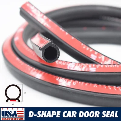 D-Shape Weatherstrip Door Seal Auto Rubber Weather Stripping Hollow 25ft - Image 1 of 4