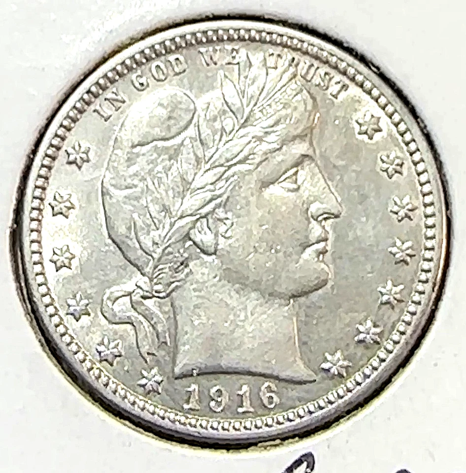 1916-D Barber Quarter Nice Original White Choice BU CHRC - Image 1 of 2