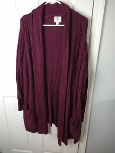 St Johns Bay Damen PXXL lila Marmor Cardigan Tunika Staubtuch Zopfmuster Freizeit  - Bild 1 von 9