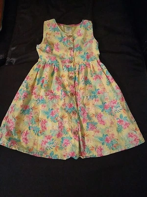 Vestido Penelope Mack Niños Talla 6X Amarillo Hawaiano Abotonado Sin Mangas Niñas Foto 1 de 4